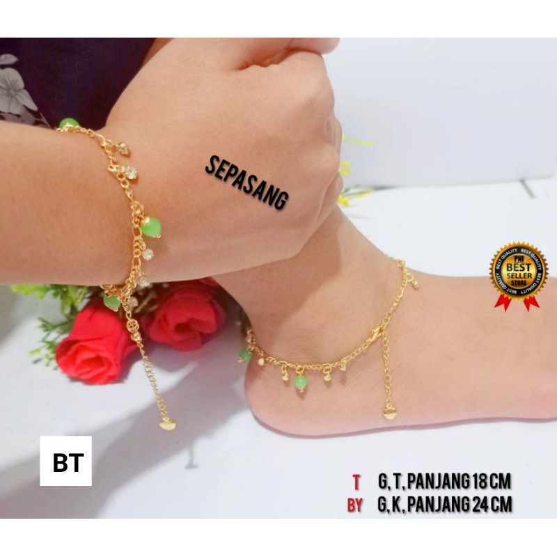 Set Gelang tangan dan gelang kaki wanita Titanium Asli Anti karat