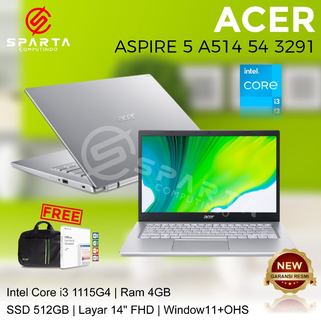 LAPTOP ACER ASPIRE 5 SLIM A514 54 3291 New Garansi Resmi