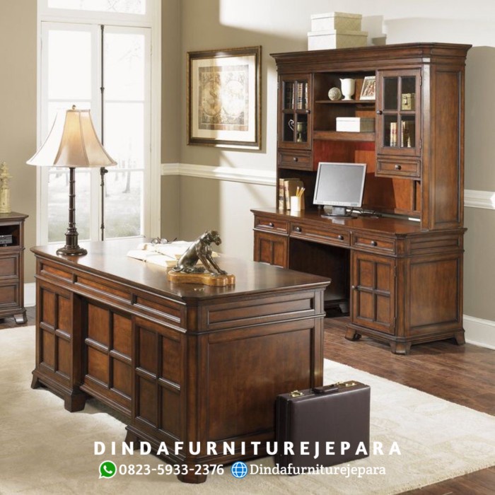 MEJA KERJA DIREKTUR JATI - MEJA KANTOR DIREKTUR -MEJA KANTOR MINIMALIS