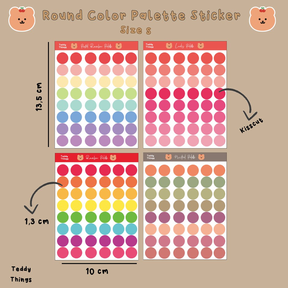 

TeddyThings | Round Color Palette Sticker, size s