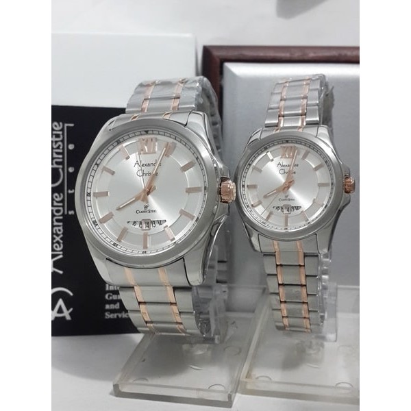 Alexandre Christie 8473 ORIGINAL Couple Silver Rosegold