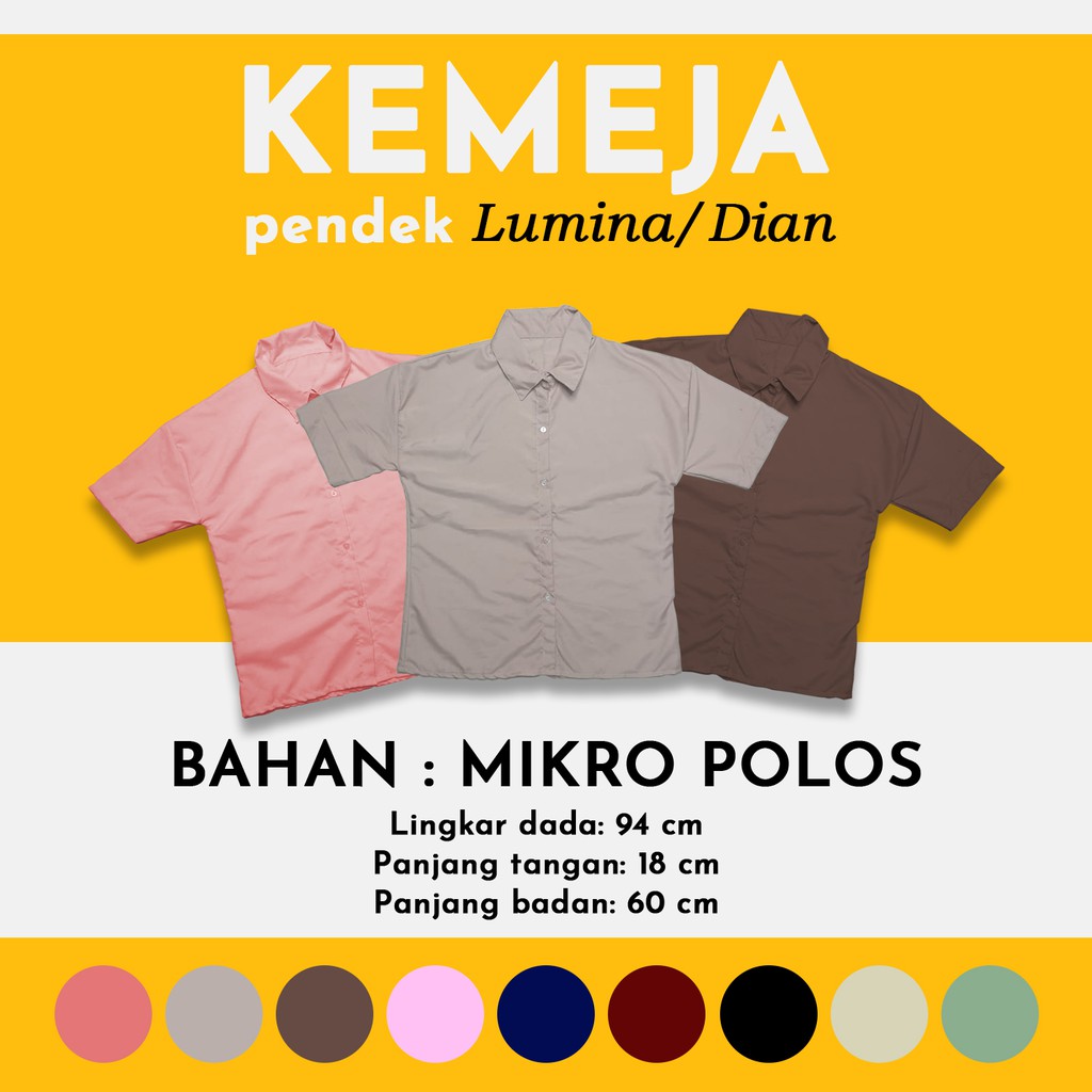 KEMEJA PENDEK LUMINA / KEMEJA DIAN POLOS WANITA - YELONIX