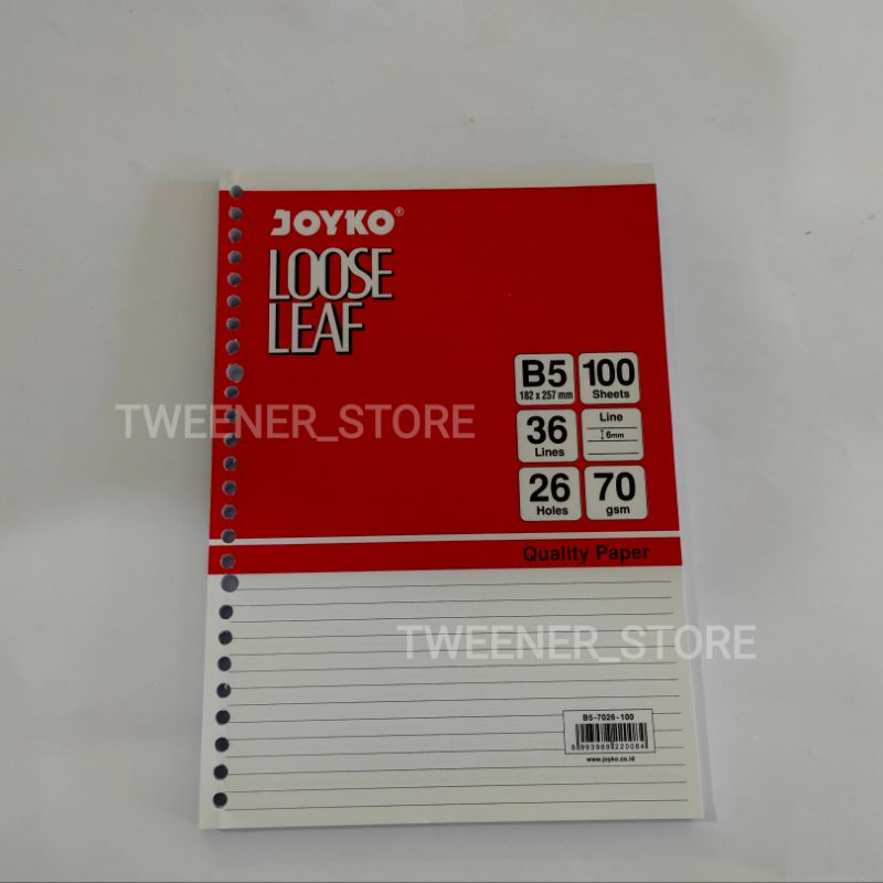 

[B5-GARIS] Joyko Loose Leaf B5 100 Sheets Lembar | Kertas Binder