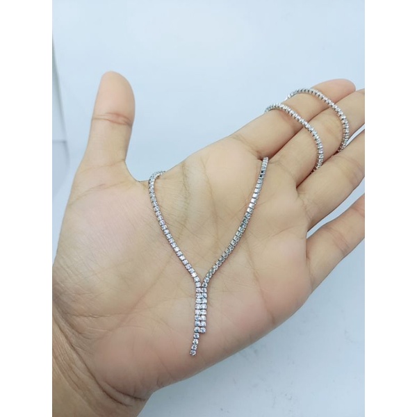 KALUNG PERAK ASLI LAPIS EMAS 925/KALUNG LISTRING  MATA PUTIH FUL/KALUNG ASLI SILVER/KALUNG FASHION WANITA