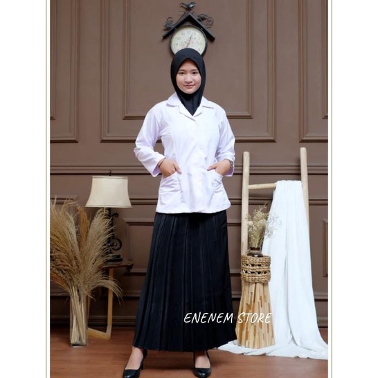 Seragam kemeja Putih wanita PNS/ASN, Baju Putih Guru, Baju PPL, PDH, Perawat, Bidan PDH Putih Wanita