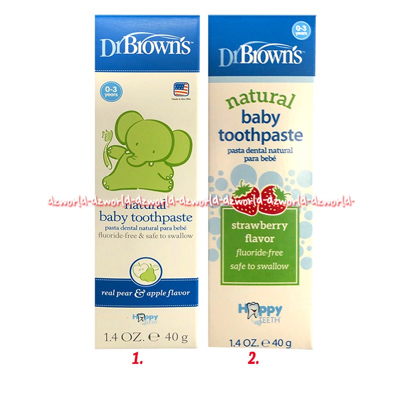 Dr Brown's 40gr Natural Baby Toothpaste Strawberry Flavour Odol Pasta Gigi Bayi Anak Dr Brown Browns