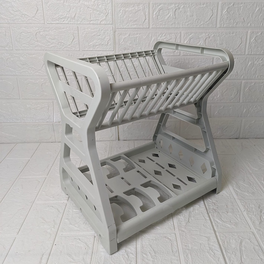 Rak Piring Plastik 2 Susun Mini Kitchen Rack Dapur Pengering Serbaguna