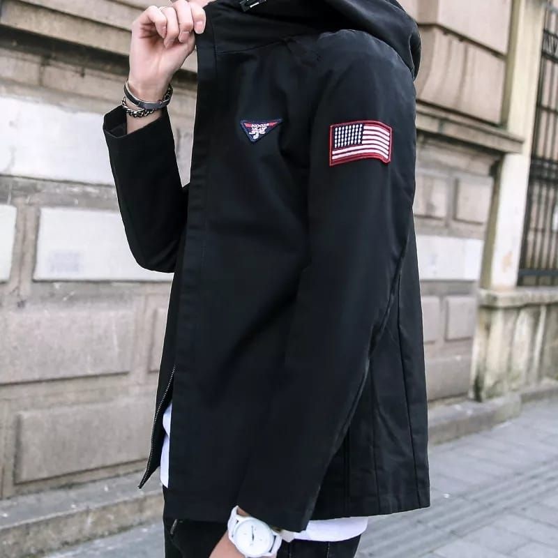 [COD] Jaket Hoodie Casual Jaket Parasut Pria Militeri HM Fashion M/XXL