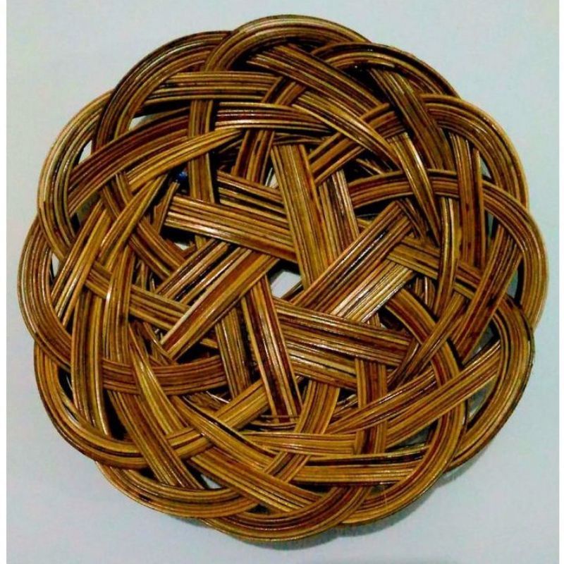 Piring rotan anyam Piring Lidi Pernis (Grade A) Anyaman Asli Bambu