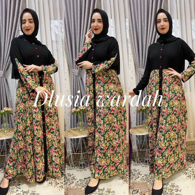 Daster arab DLUSIA WARDAH Dress Rayon Full kancing