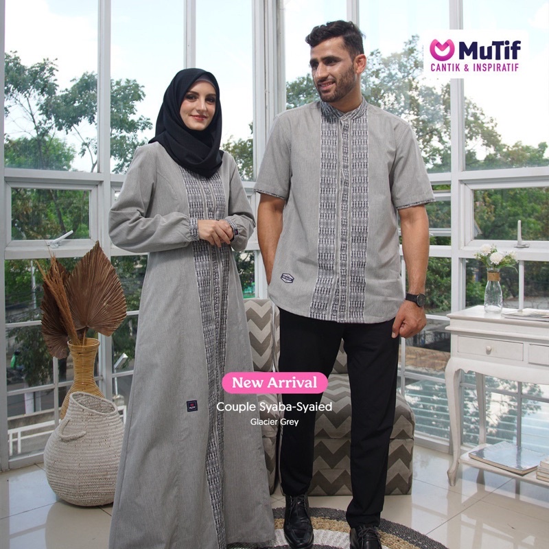[COD] Baju Couple Terbaru MUTIF SYABA-SYAIED ORIGINAL || Cotton Double Beam || Glacier grey