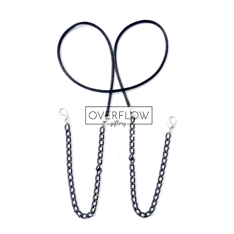 Kalung Masker Rantai| Tali Masker Rantai Hitam | Lanyard Mask Cowok
