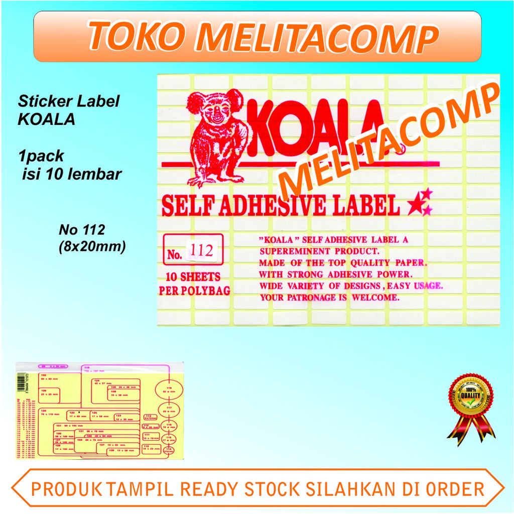 

Sticker label self adhesive koala no 112