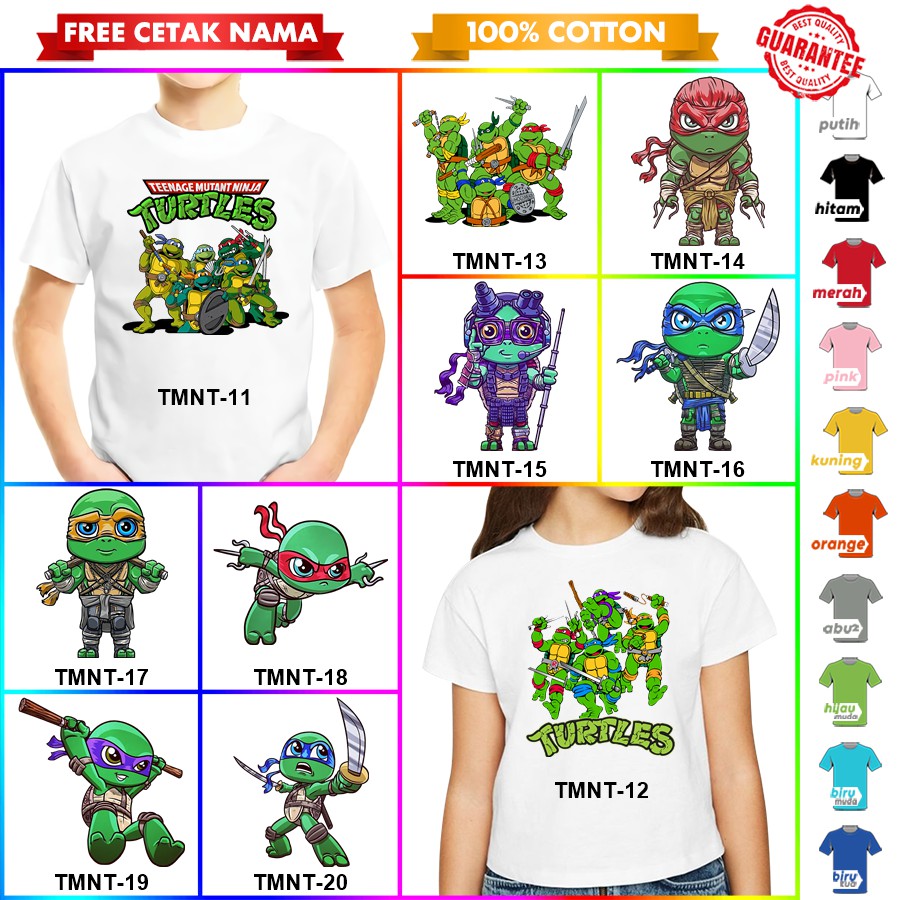 [FREE NAMA!!] Baju Kaos COUPLE  ANAK DAN DEWASA TMNT NINJA TURTLE BANYAK MOTIF