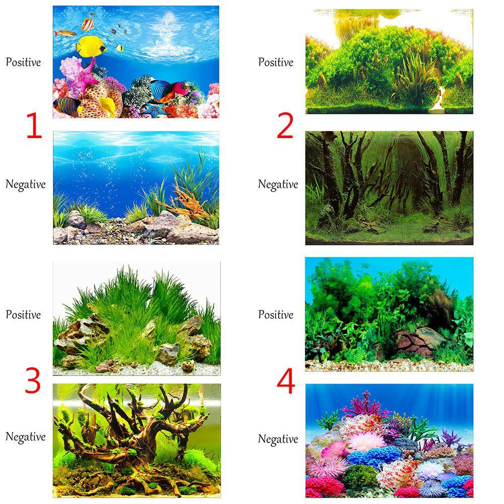 Solighter Stiker Latar Belakang Aquarium 3D Bawah Air Backdrop Wallpaper Pemandangan Poster