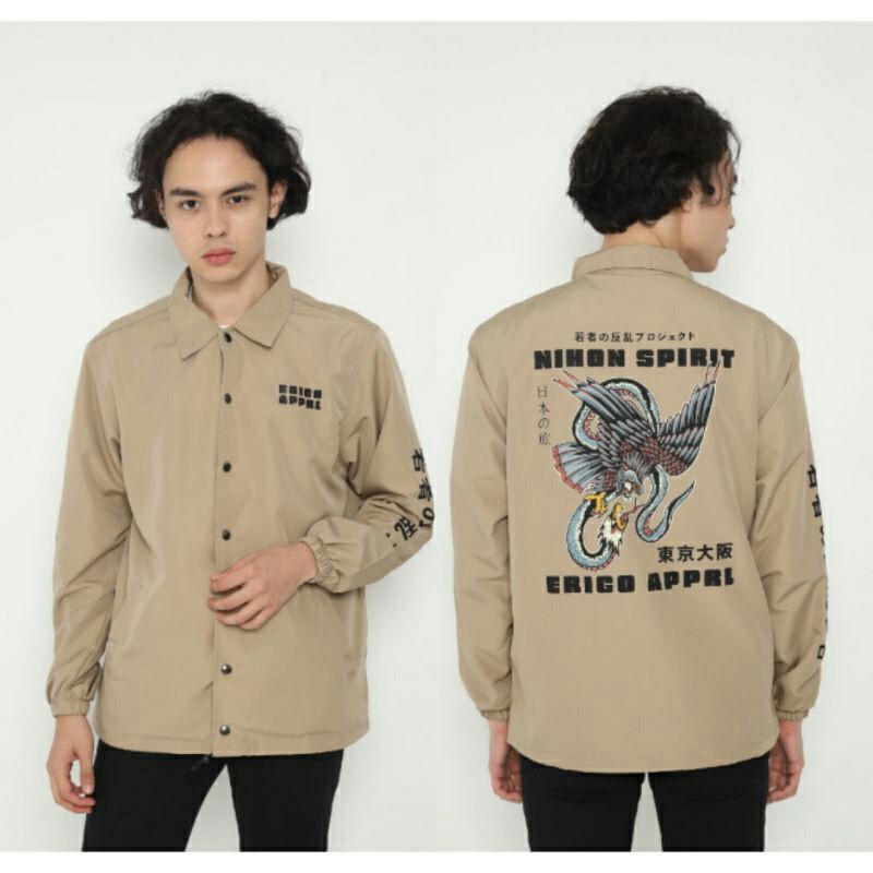 [READY] JAKET ERIGO COACH JAKET PRIA MOTIF ELANG CREAM TERMURAH TERLARIS APPARELL