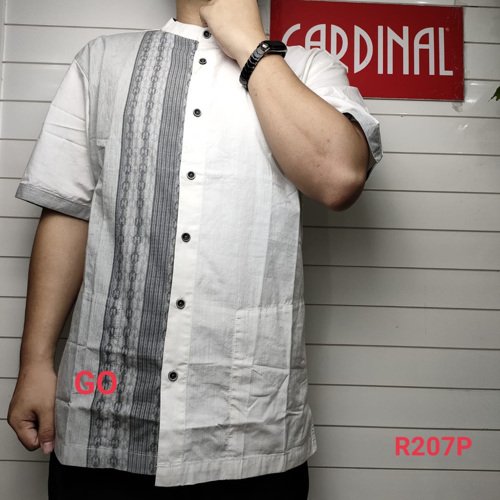 gof XL CARDINAL KEMEJA KOKO Taqwa Pakaian Pria Original Baju Muslim Salur Lengan Pendek Kekinian TBS