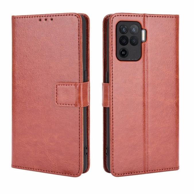 FLIP COVER OPPO RENO 5F WALLET LEATHER CASE DOMPET CASING RENO5 F - COKELAT, OPPO RENO 5F