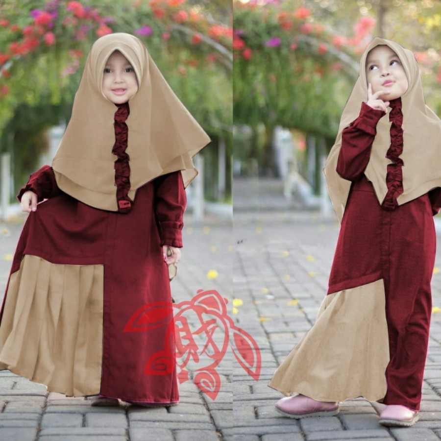 MTF Baju Lebaran 2021 Gamis Muslim Anak Perempuan Umur 6 - 8 Tahun Syari Rempel Meso