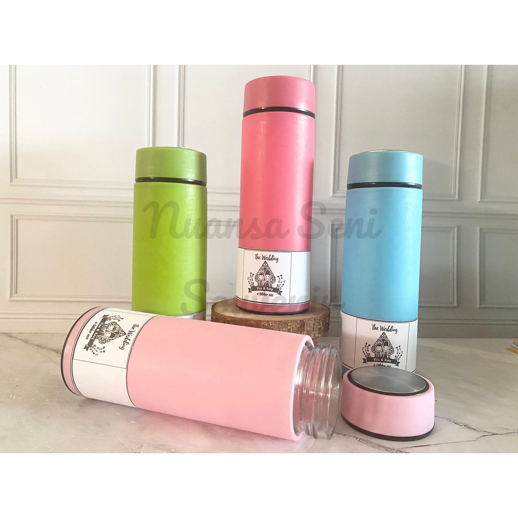 Souvenir Botol Minum 450ml Botol Kaca Six oup Termos Kaca Tumbler Warna Polos