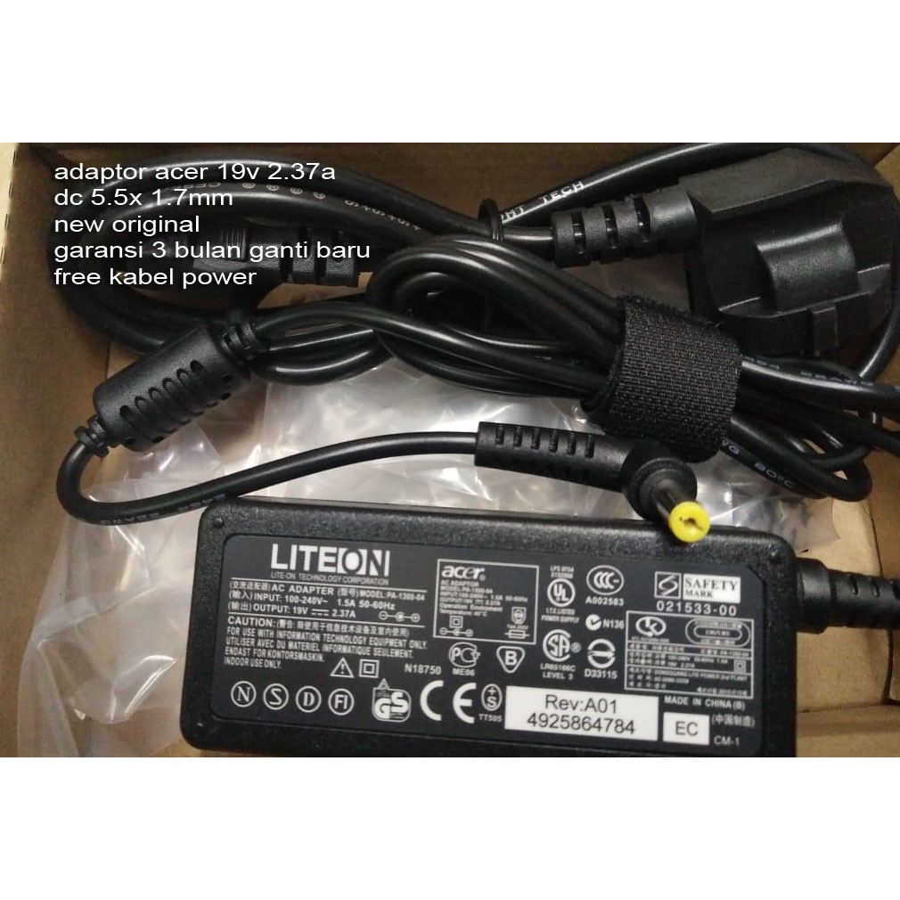 Adaptor Acer Ori 19V 2.37A 5.5x1.7mm