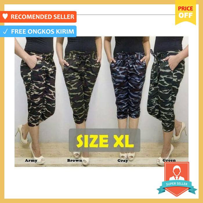 Celana Jogger 7/8 Army (Loreng) Wanita "Bagian Bawah Ada Karet". Army, Xl