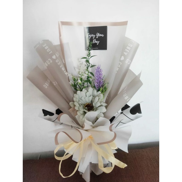 Jual Promo Rustic Bucket Flower Buket Bunga Artificial For Hadiah Lulus Ujian Wisuda Wedding