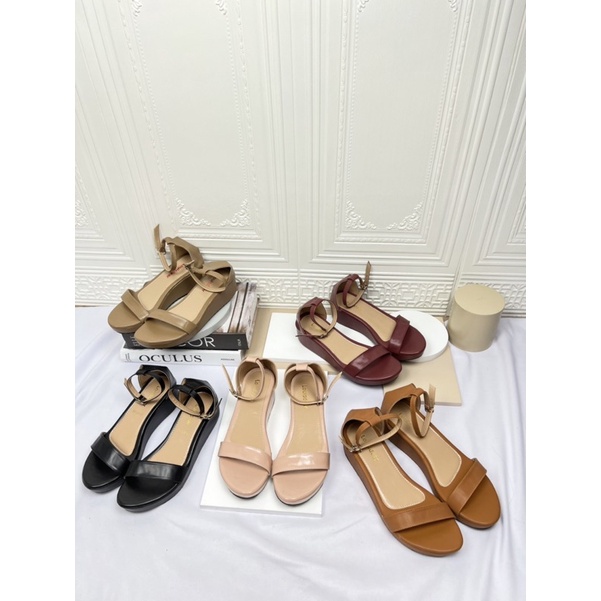 wedges heel wanita terbaru kekinian pesta LOUISDEAR wedges sendal 5 cm bahan dove tali 2 (W6)