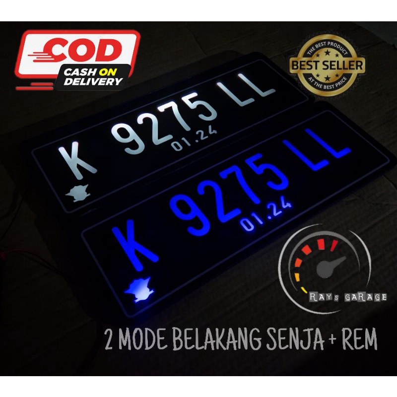 COD Plat Nomor Mobil Akrilik Led Custom Sepasang (2 biji) depan belakang