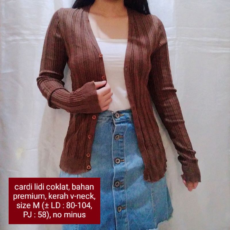 NEW STOCK‼️THRIFT Cardigan Vest Rajut Premium Pastel Kepang Cable Branded Academia Ketupat Argyle Murah-cardi lidi coklat