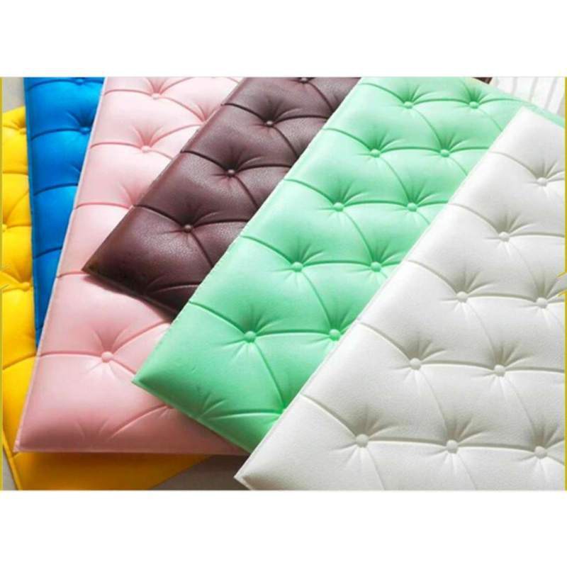 TERLARIS!!!! Wallpaper 3D Foam Headboard Bed Wall Stiker Wallfoam Dinding Warna Putih Pink Coklat