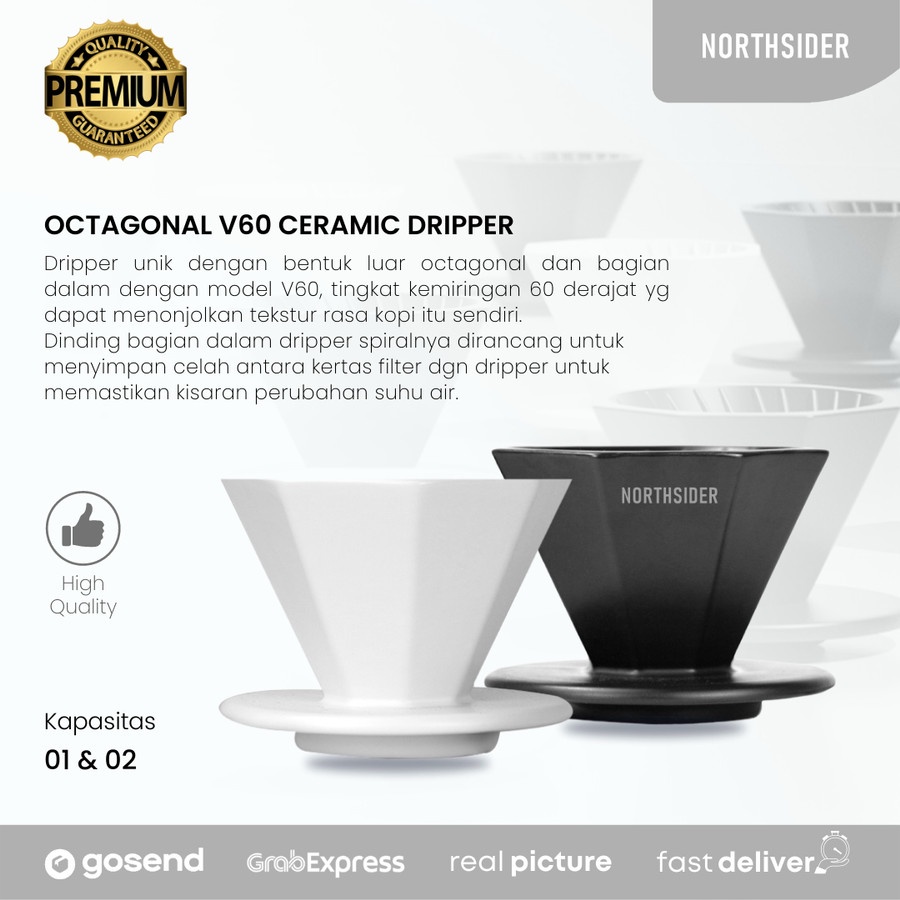 OCTAGONAL V60 CERAMIC DRIPPER KOPI MANUAL BREW PREMIUM NB-0804