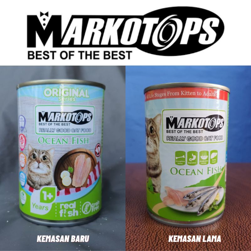 Markotops Ocean Fish 400gr (Hijau) All Life Stage - Makanan Kucing Markotop Kaleng untuk semua usia 