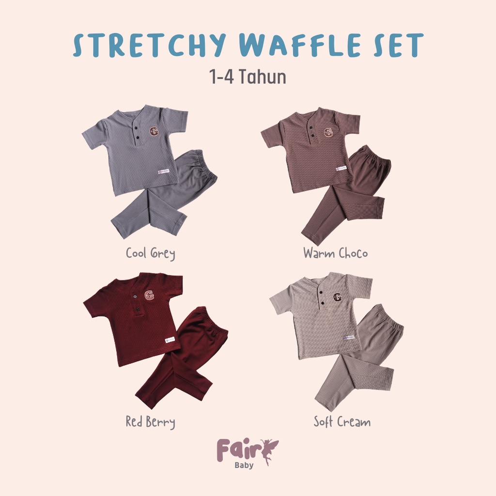 Fairy Baby Stretchy Waffle Play Set | Baju Setelan Anak | Piyama Panjang Anak