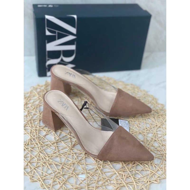 ZARA VYNIL MULES HEELS