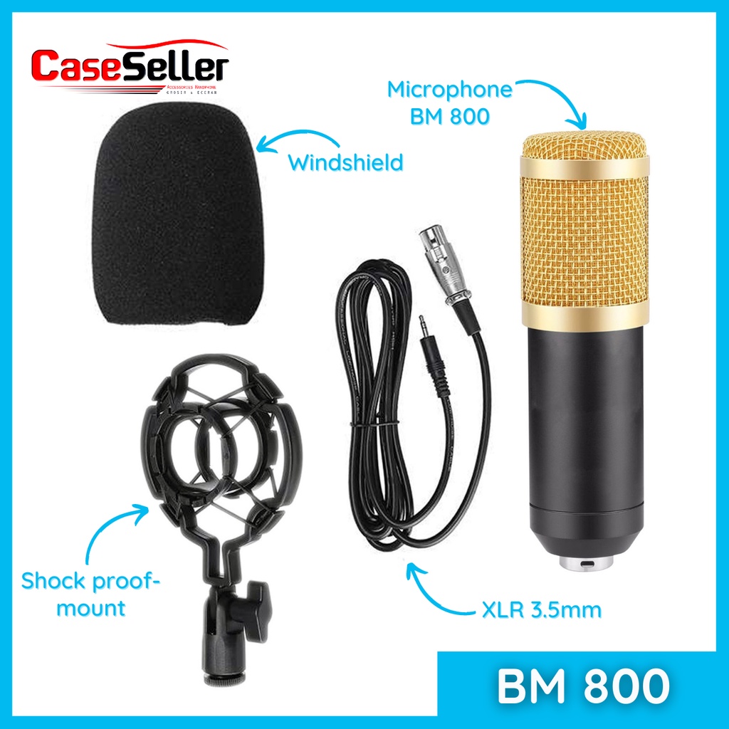 Mic Microphone BM 800 Condenser Shock Proof Mount and Sound Filter for Studio Podcast Live Streaming Karaoke Record