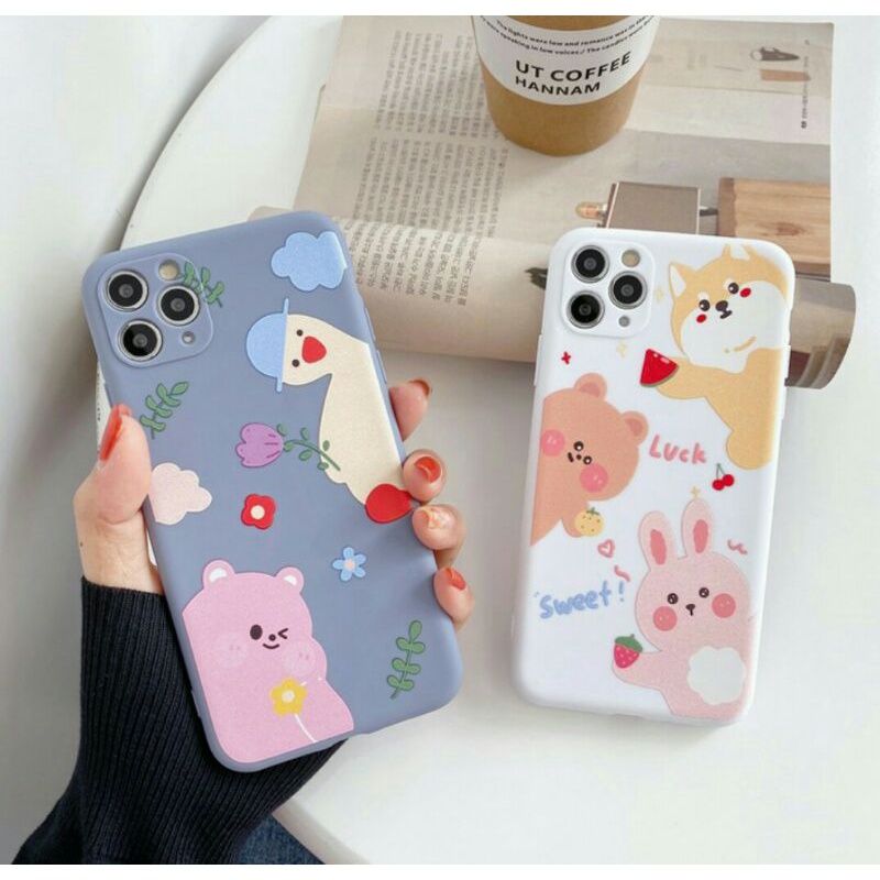 Case Vivo V11 / V11i / Vivo 1806 Fingerprint belakang Softcase Vivo V11 Cute Bear + Pop Socket