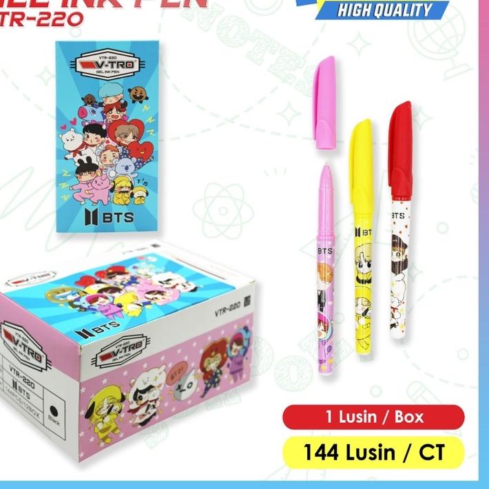 

➡️ [1Pack=12pcs] Pulpen Gel VTRO BT21/SQUID GAME/UNICORN/DORAEMON -Pulpen Gel Squid Game isi 12pcs harga bersaing