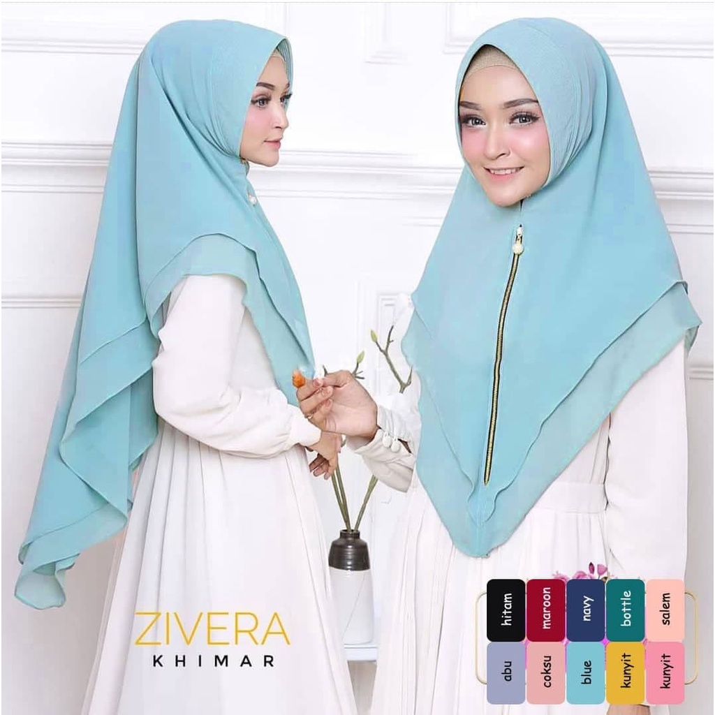 Khimar Jilbab Hijab Instan Resleting Syari Syar'i Polos Terbaru Kekinian Kerudung Simple Pad Cocok U
