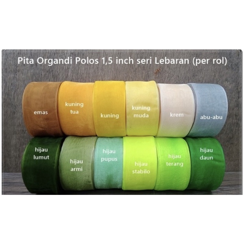 ( Rol 20 Yard ) ORGANZA RIBBON - PITA ORGANDY / PITA ORGANDI POLOS 0.5 IN - 1 IN - 1.5 IN HIASAN HAMPERS ORGANDI DEKORASI KADO PARSEL SOUVENIR SNACK PARCEL LEBARAN BINGKISAN IDUL FITRI SELAMAT IDUL ADHA PERAYAAN EID MUBARAK DEKOR LEBARAN GREEN HIJAU