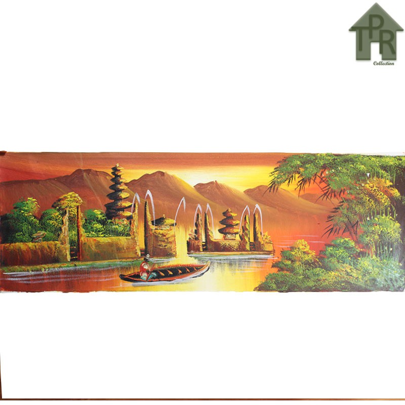 Lukisan Asli - Bali Sunset Landscape 90x30cm.