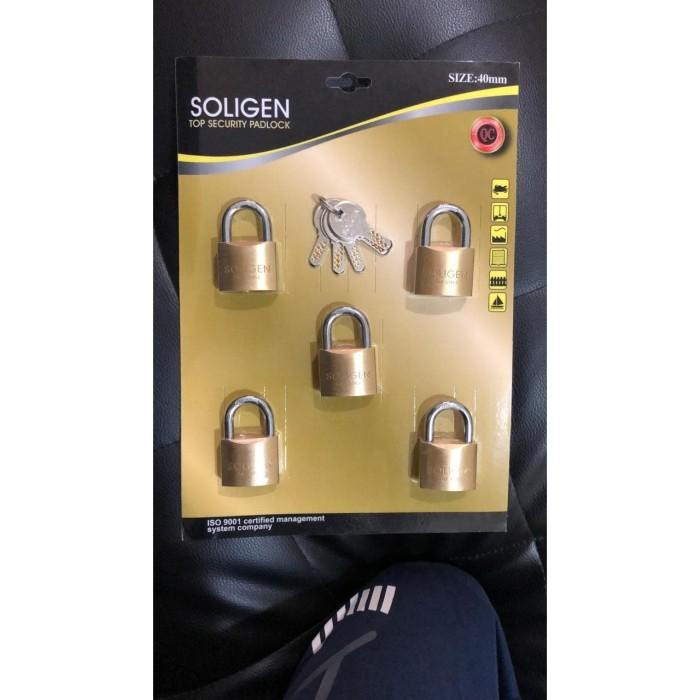 Gembok Master Key SOLIGEN 5 pcs Kuningan 40 50 60 mm Komputer