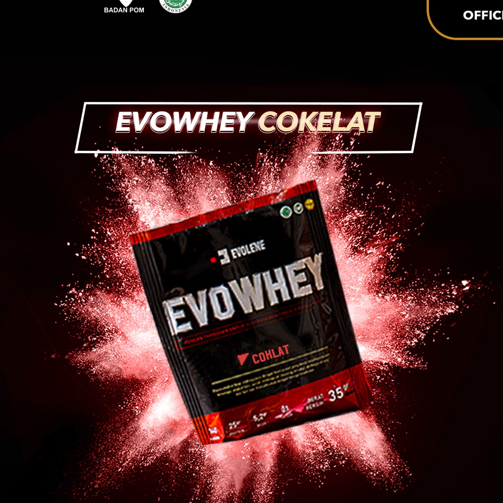 Evowhey Coklat SACHETAN - Suplemen fitness pembentuk Otot - Defisit kalori - Susu Protein - Suplemen Fitness - Minuman Protein - Suplemen Workout BPOM HALAL EVOLINE EVOLIN EVOLEN