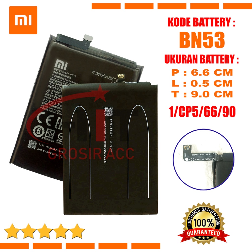 Baterai Battery Xiaomi BN53 For Xiaomi Redmi Note 9 Pro