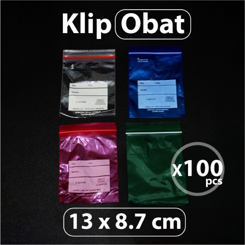 

Plastik Klip Obat Warna 13 x 8.7 cm - isi 100 pcs