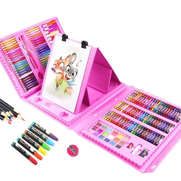 KRAYON SET 208 PCS MEWARNAI ANAK ANAK KEKINIAN / CRAYON MEWARNAI ANAK 208 PCS / SET PENSIL WARNA 208PCS / ALAT MENGGAMBAR DAN MELUKIS ANAK / CRAYON CAT AIR ANAK ANAK