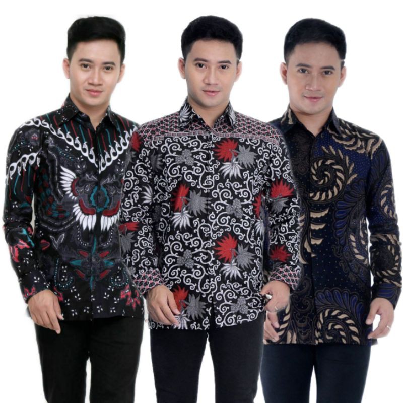 Kemeja batik pria lengan panjang batik Irro14 size M L XL XXL