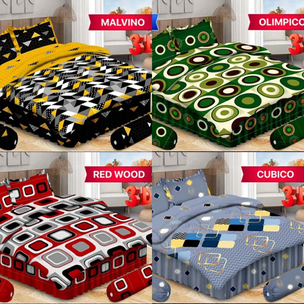 Set Bedcover Sprei Rumbai Bonita Orignal new Edition180x200 Ada  Bantal Hati (Malvino,Olimpico,Redwo