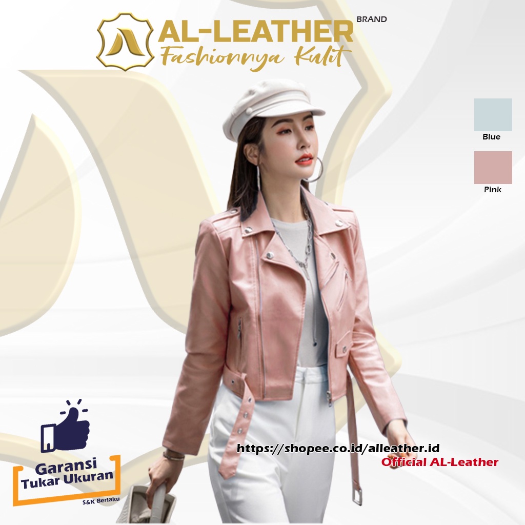 AL-Leather Jaket Kulit Wanita Warna Baru Pastel Blue Peach Quality Premium M/L/XL/XXL