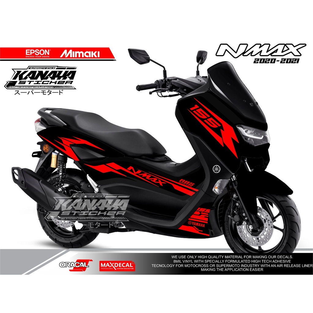 STRIPING NMAX HITAM STICKER CUTTING NMAX NEW DESIGN KANAYA STICKER WARNA STICKER MERAH